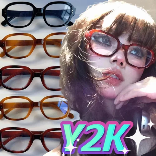 Imagen 2 del producto Gafas con montura cuadrada Y2K Vintage japonesas para mujeres y hombres, gafas de lectura de ordenador a la moda, gafas con bloqueo de luz azul