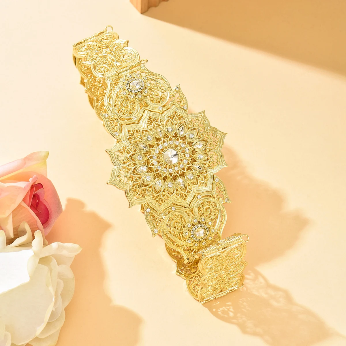 금색 은색 아랍 신부 웨딩 주얼리 크리스탈 유럽 여성 드레스 허리 체인 모로코 카프탄 벨트