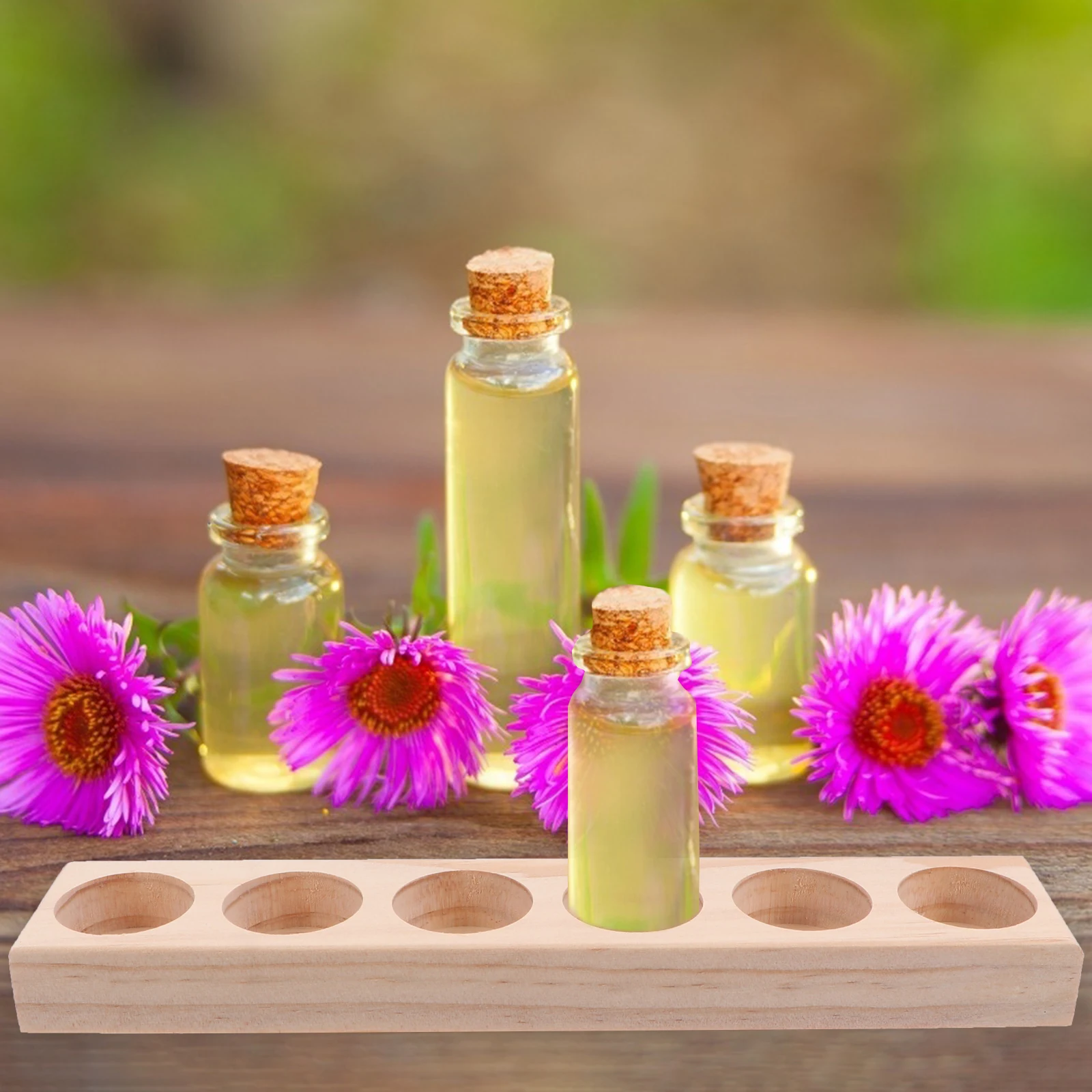 

2Pcs Essential Oil Bottle Display Rack Organizer Wooden Shelf Holder 6 Slots Storage Stand Desktop Countertop Holder