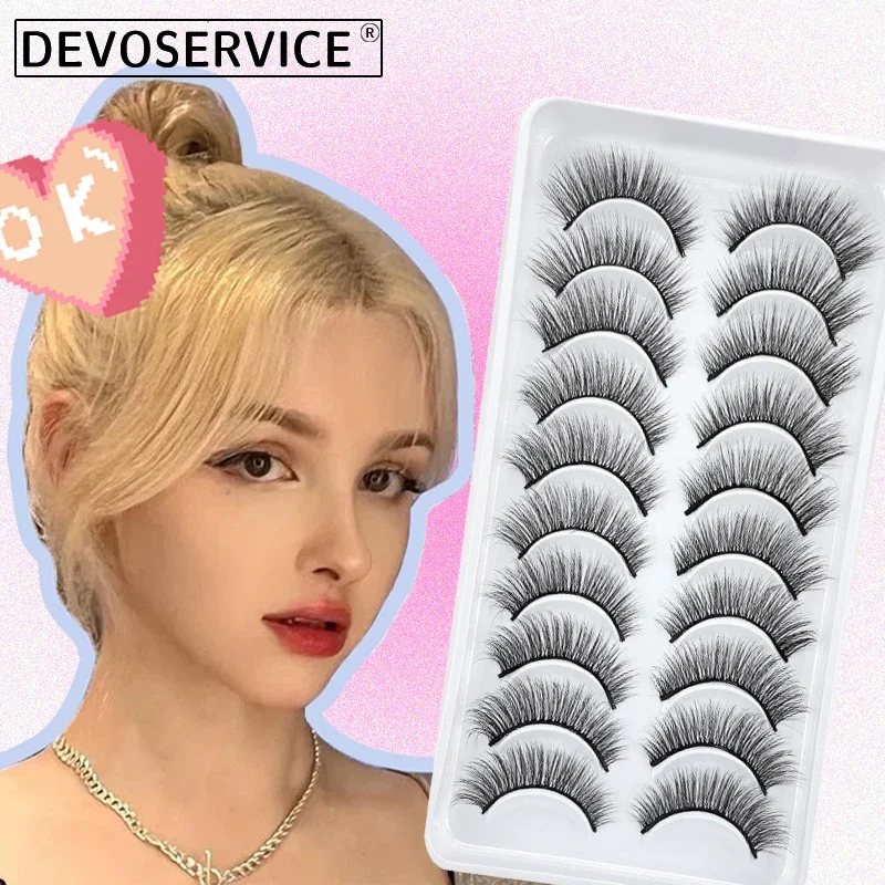 DEVOSERVICE 10 paia naturale 3D Sexy ciglia finte visone ciglia estensioni Faux Cils trucco ciglia estensione ciglia all'ingrosso