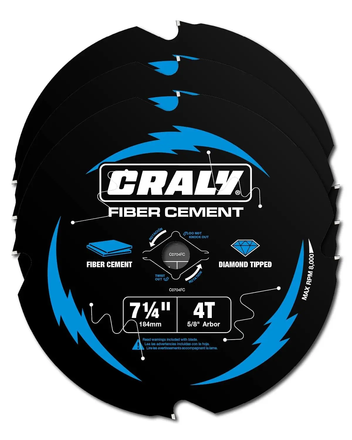 

7-1/4 Inch 4 Teeth Fiber Cement Circular Saw Blade, 5/8 Inch Arbor, PCD Thin Kerf, for Laminate Flooring, 3-Pack