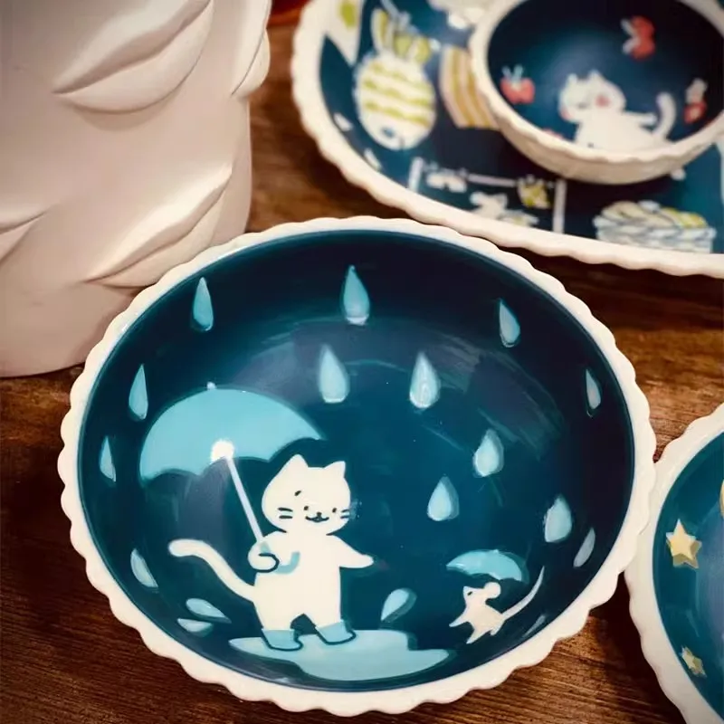 Kitties Holiday Cat on Sunday Tableware Kitties Life Cutlery Ceramic Plates and Bowls