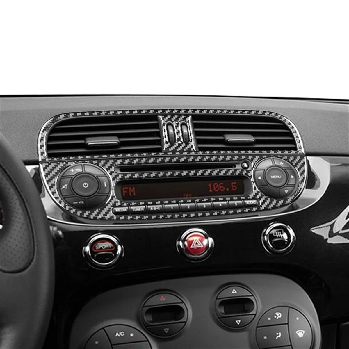 For Fiat 500 2012-2015 Soft Carbon Fiber Car Center Control Air Vent Cover Radio CD Trim Sticker Interior Accessories