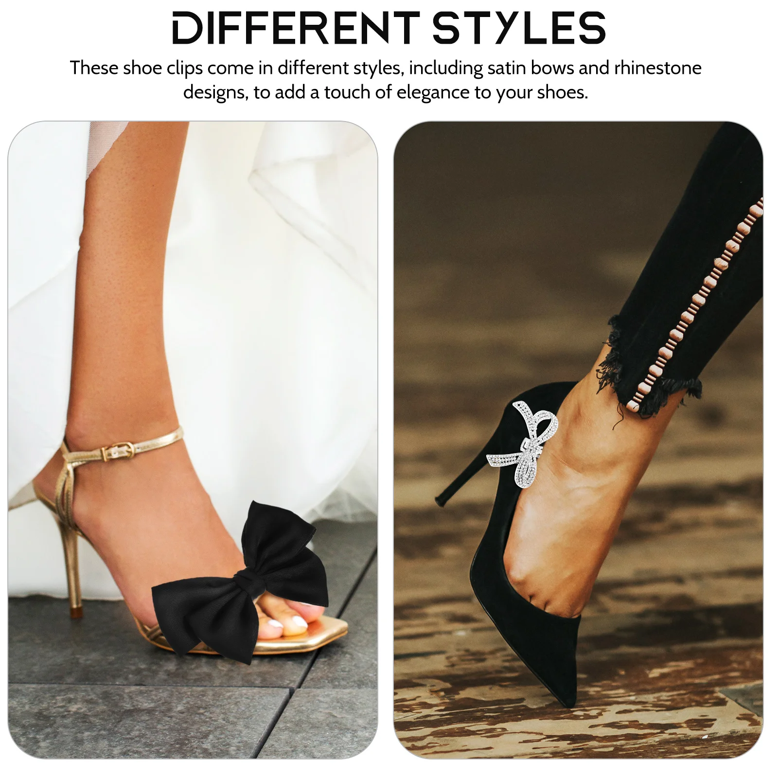 Bow Shoe Clip Rhinestone Clips Grips For Heels Women Dress Shoes Holiday Pumps Decorative White