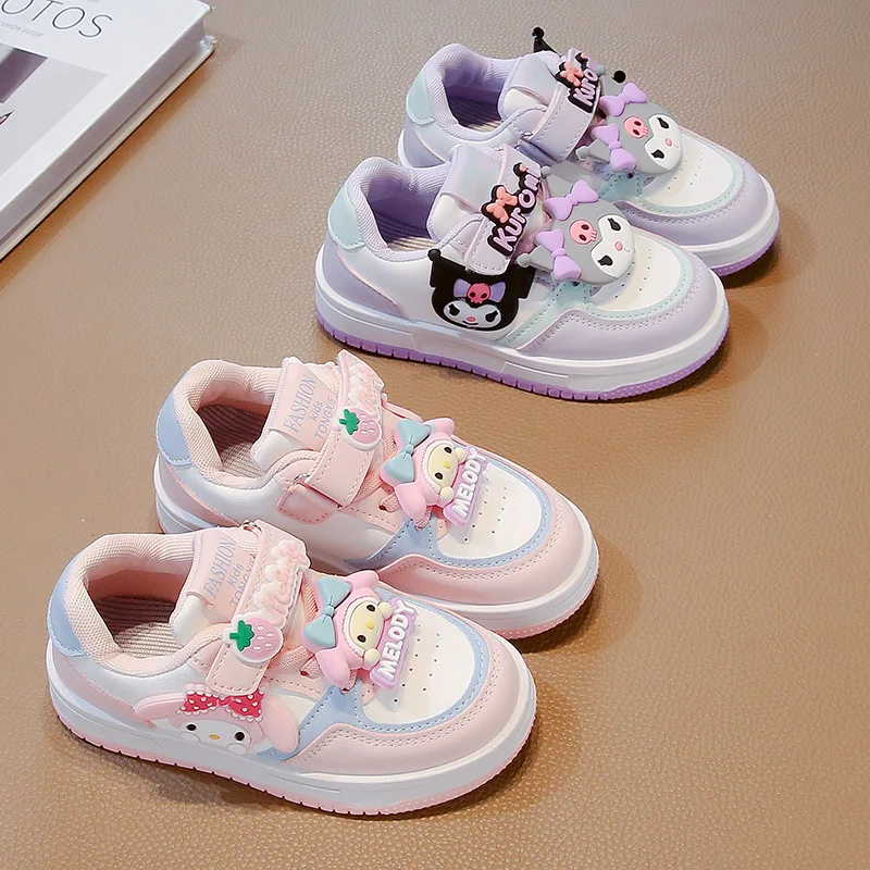 

Sanrio Kuromi My Melody кроссовки для девочек, весенне-осенние модные универсальные нескользящие легкие спортивные туфли для отдыха на мягкой подошве