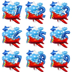 16pcs/set Airplane Balloon 32inch Number Foil Balloons 1st Birthday Aircraft Theme Birthday Party Decorations Boy Pilot Favors