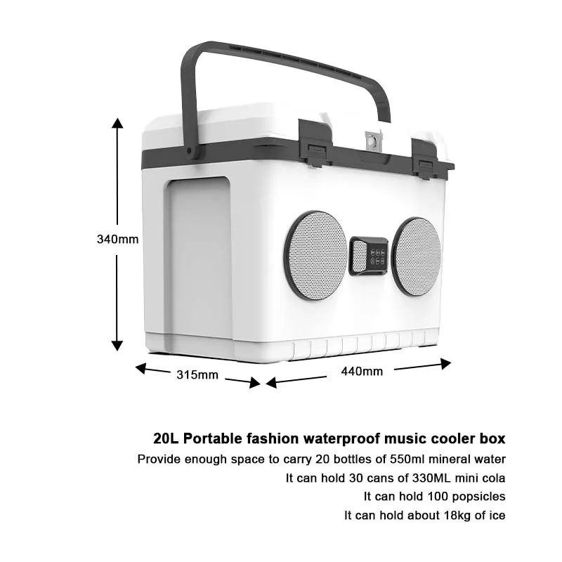 Factory Price 15L 20L 28L Portable Ice Chest Cooler Box Transport Medicine Waterproof Music Cooler Box