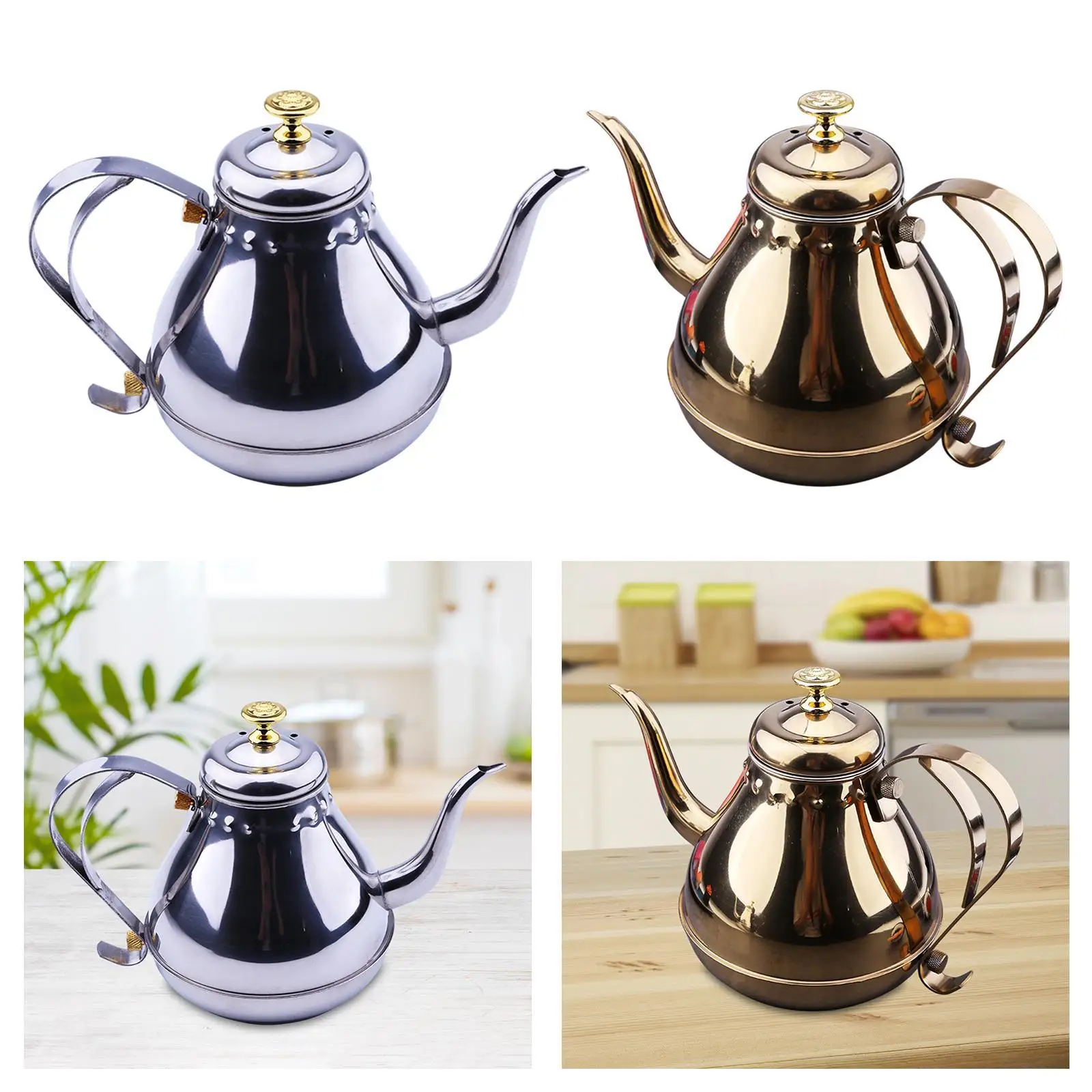 Pentola per erogatore di olio Bollitore con beccuccio lungo in acciaio inossidabile Insalata Cucina facile da pulire Cottura Beccuccio fine Annaffiatoio Versatore Pentola per olio