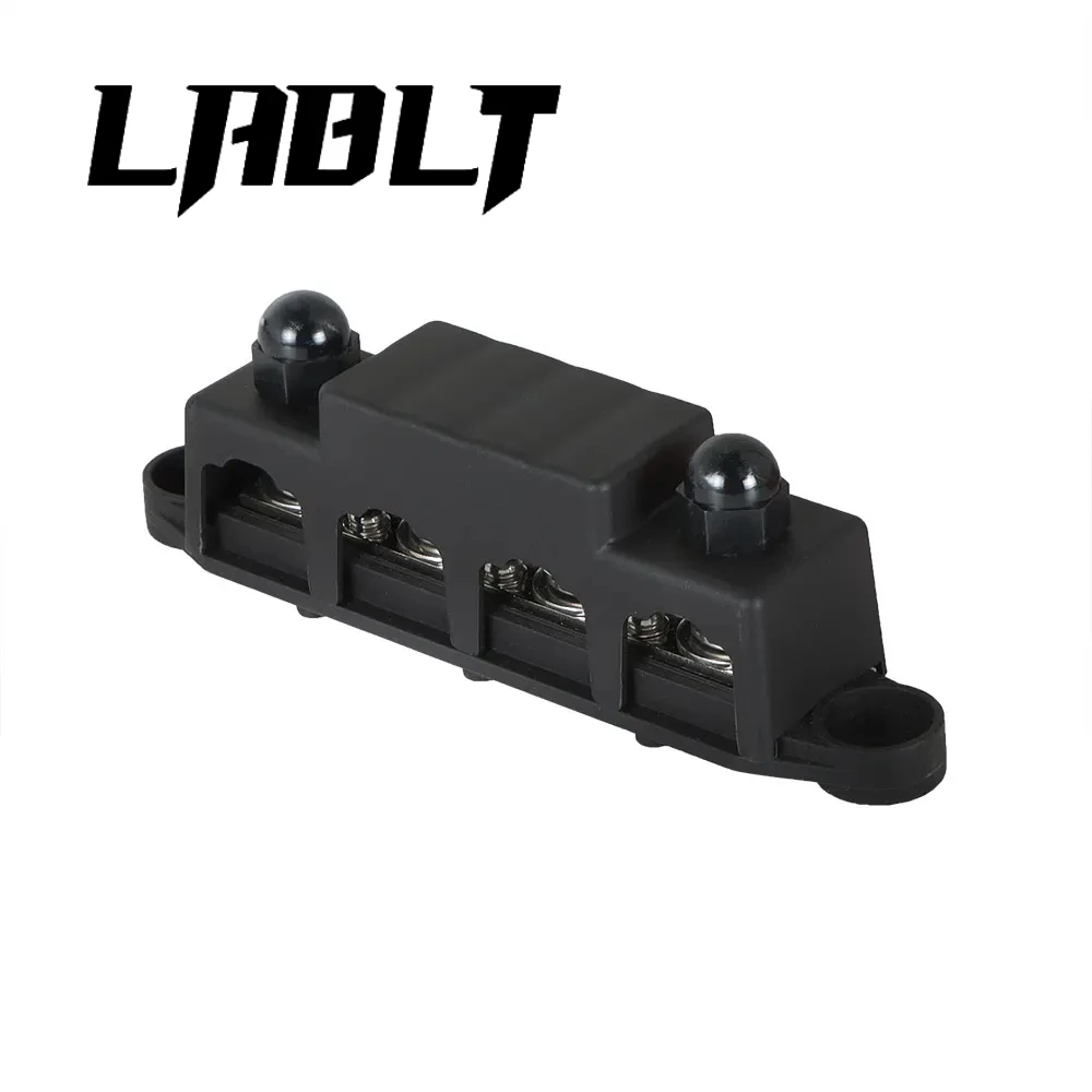 

Black 4 Post Busbar Bus Bar Power Distribution Block With Cover 5/16" 12V 250A