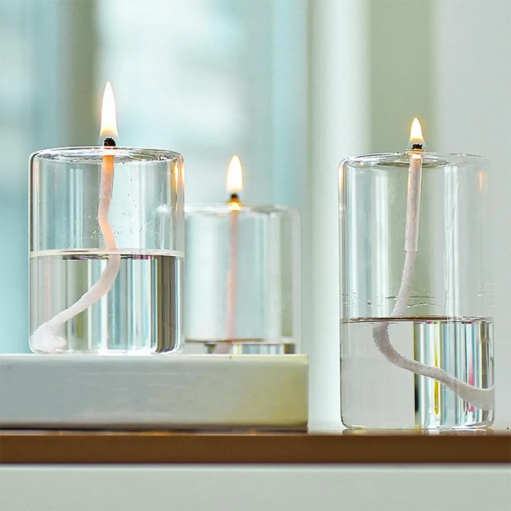 Refillable Glass Oil Candle Oil Lamp for Bedroom Wedding Dining Party Holiday Decor Decorative Candlestick Holder