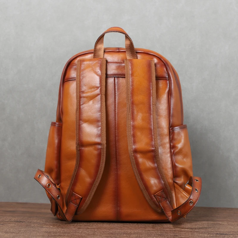 Genuine Leather Men Backpack Vintage Laptop Bag Large Capacity Travel Backpack Head Layer Cowhide Leather Computer Bag pack