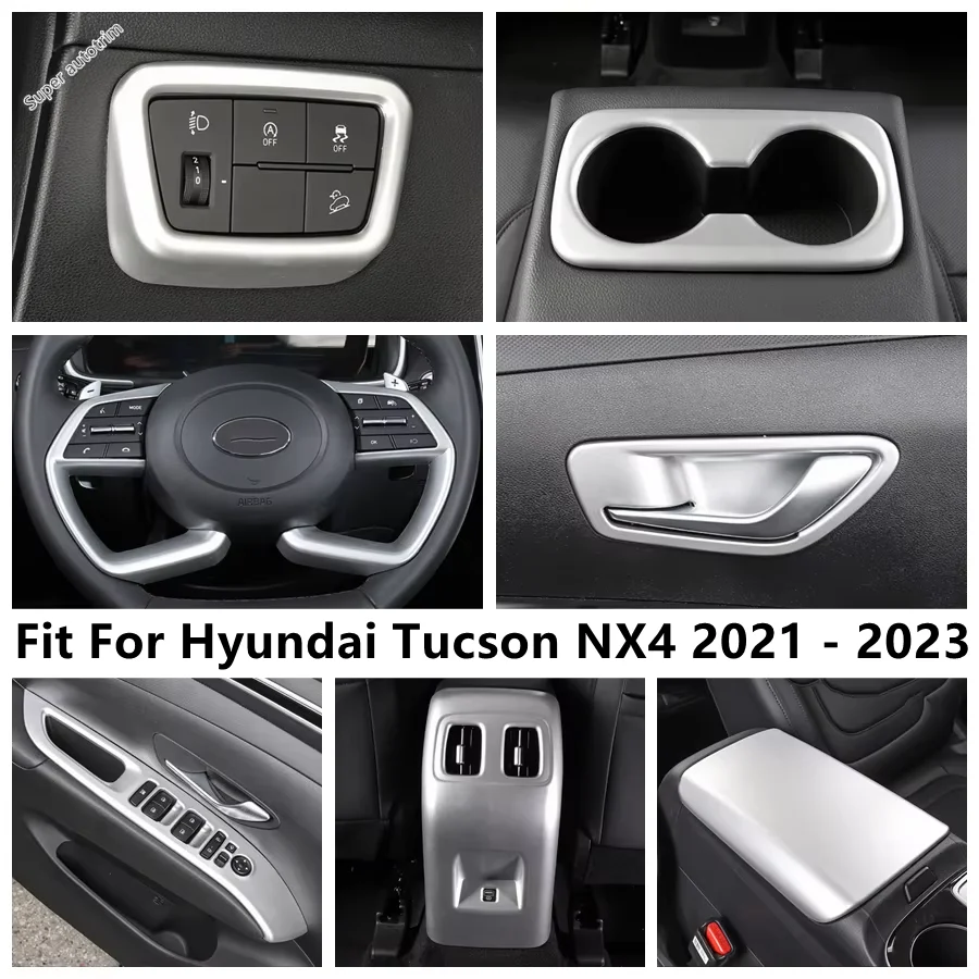 

Head Lamp / Handle Bowl / Water Cup / Dashboard Panel Cover Trim Matte Interior Accessories For Hyundai Tucson NX4 2021 - 2023