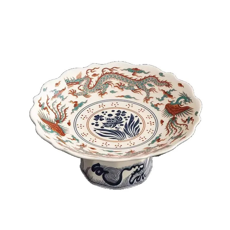 

LTT Chinese fruit plate household living room tea table snacks placed tall plate