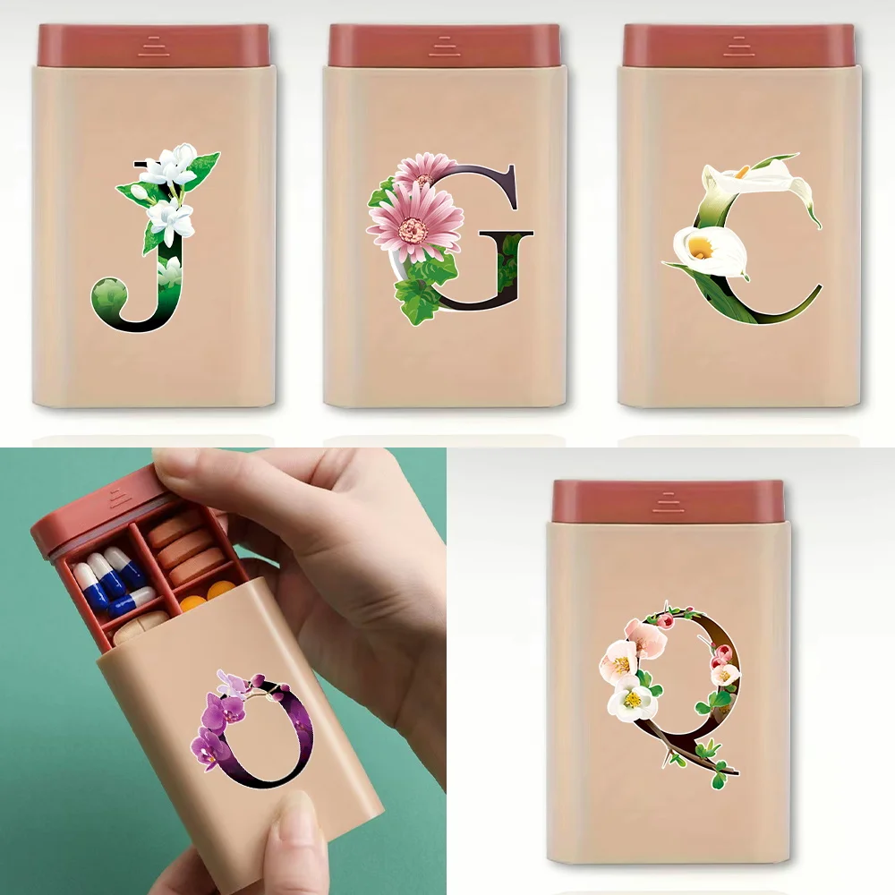 

Weekly Pill Storage Case Tablet Organizer Portable Pocket Medicine Container Box Drug Dispenser Flower Color Letter Pattern