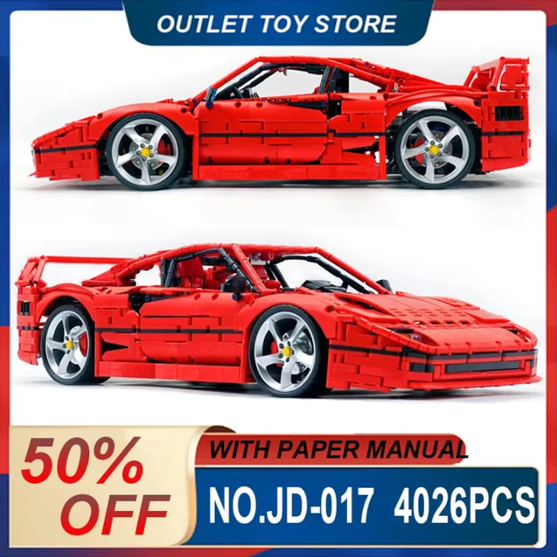 JD-017 Red Sports Supercar Building Blocks Bricks, Challenging Hand-build Vehicle Kit, Perfect Christmas Gift for Model Lovers