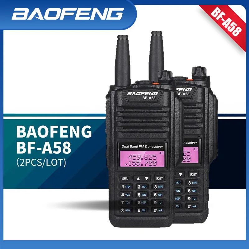 Baofeng-BF A58 Transmissor Handheld Walkie Talkie, impermeável, mensagens de texto, rádio bidirecional, 100% original