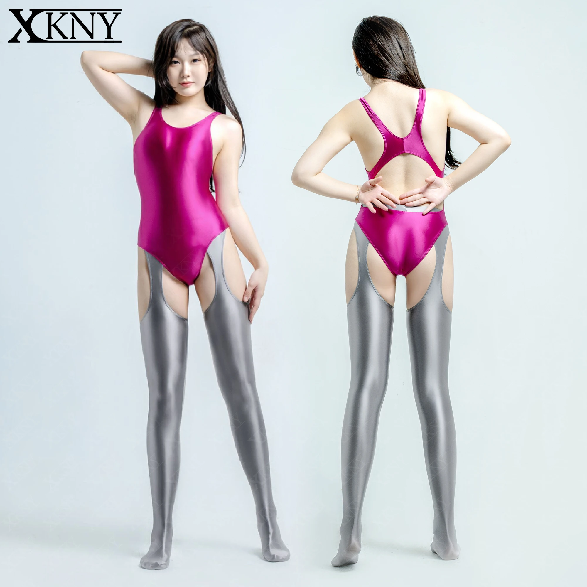 

XClocKNYoung satin glossy four sided hollow out Pants Oil Glossy silky Pantyhose Shiny yoga swim sports decorative pantyhose