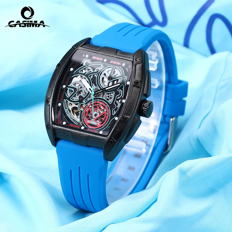 Часы CASIMA для пар, механические часы, студенческие часы с силиконовым ремешком, водонепроницаемые спортивные часы, модель CS2164-1047