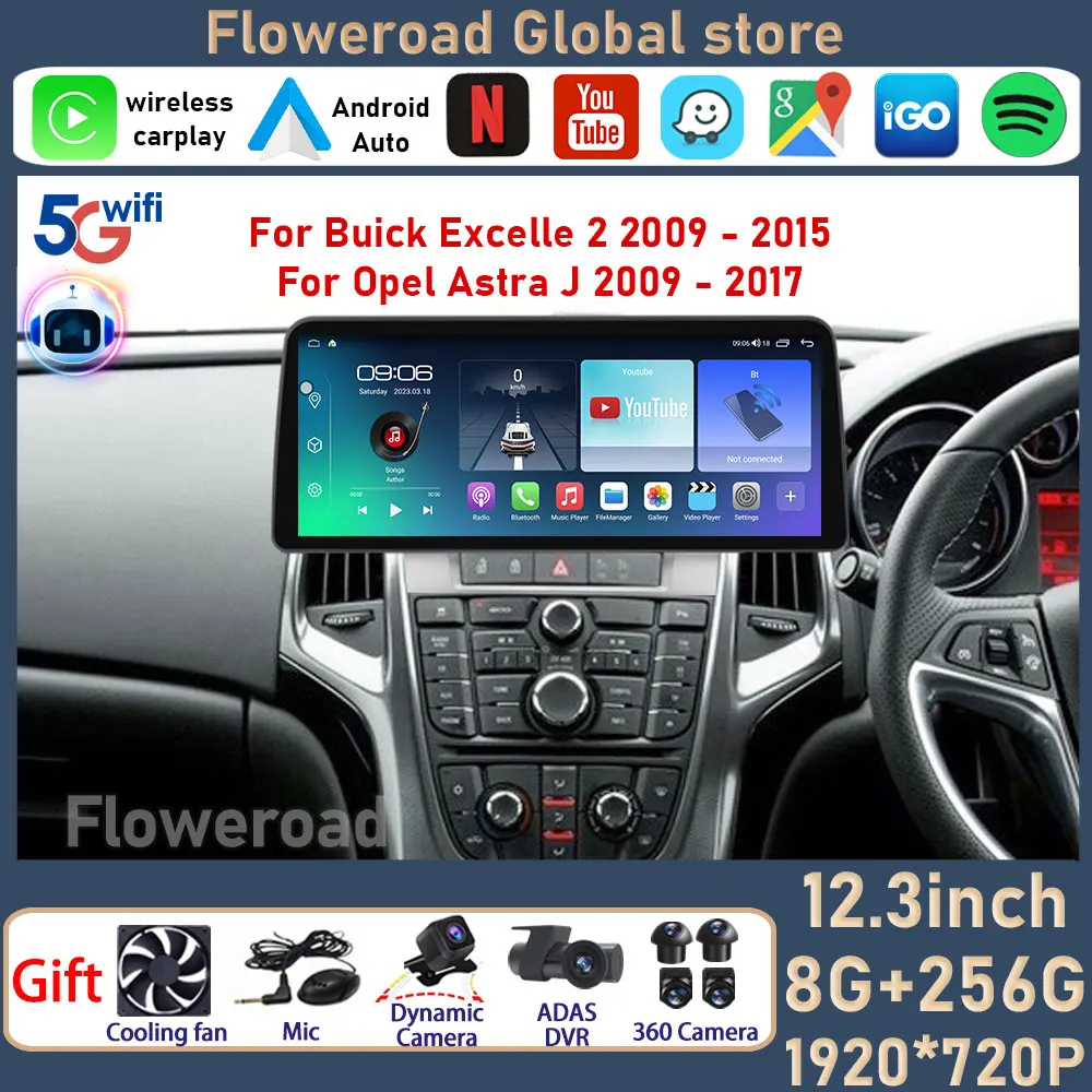 

Автомагнитола на Android для Buick Excelle 2 12,3-2015 Opel Astra J 2009-2009, 2017 дюйма