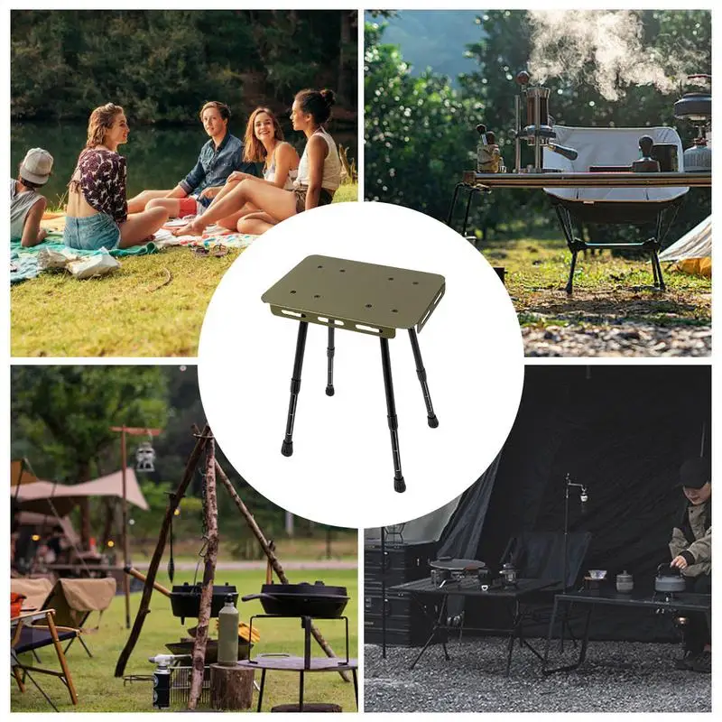 Folding Camping Table Folding Card Table Portable Furniture Desk With Adjustable Height Anti-Slip Heavy-Duty Stool For