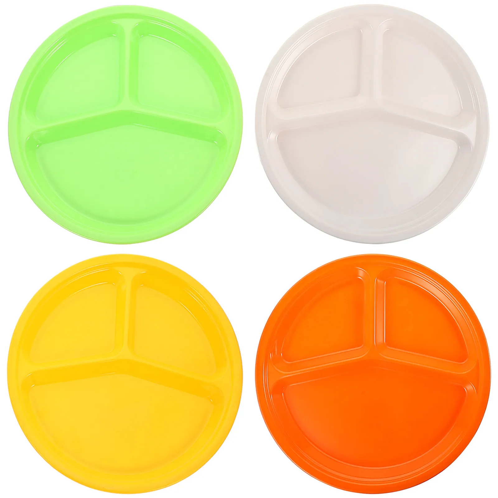 4Pcs 3-Compartment Round Melamine Divided Plate for Portion Control Diet Meals Dishwasher Safe Easy Clean Home Kitchen Dining