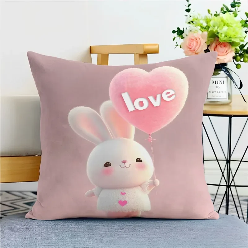 Cute Bunny Pillowcase Dormitory Decoration Office Living Room Home Pillowcase40x40cm 16x16Inch ，45x45cm 18x18Inch