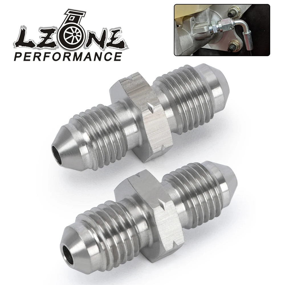 LZONE - AN3 Male 3/8x24 UNF to M10x1.25 / M10x1.5 / M10x1.0 Male Bubble Flare Stainless Steel Brake Fittings Adapter