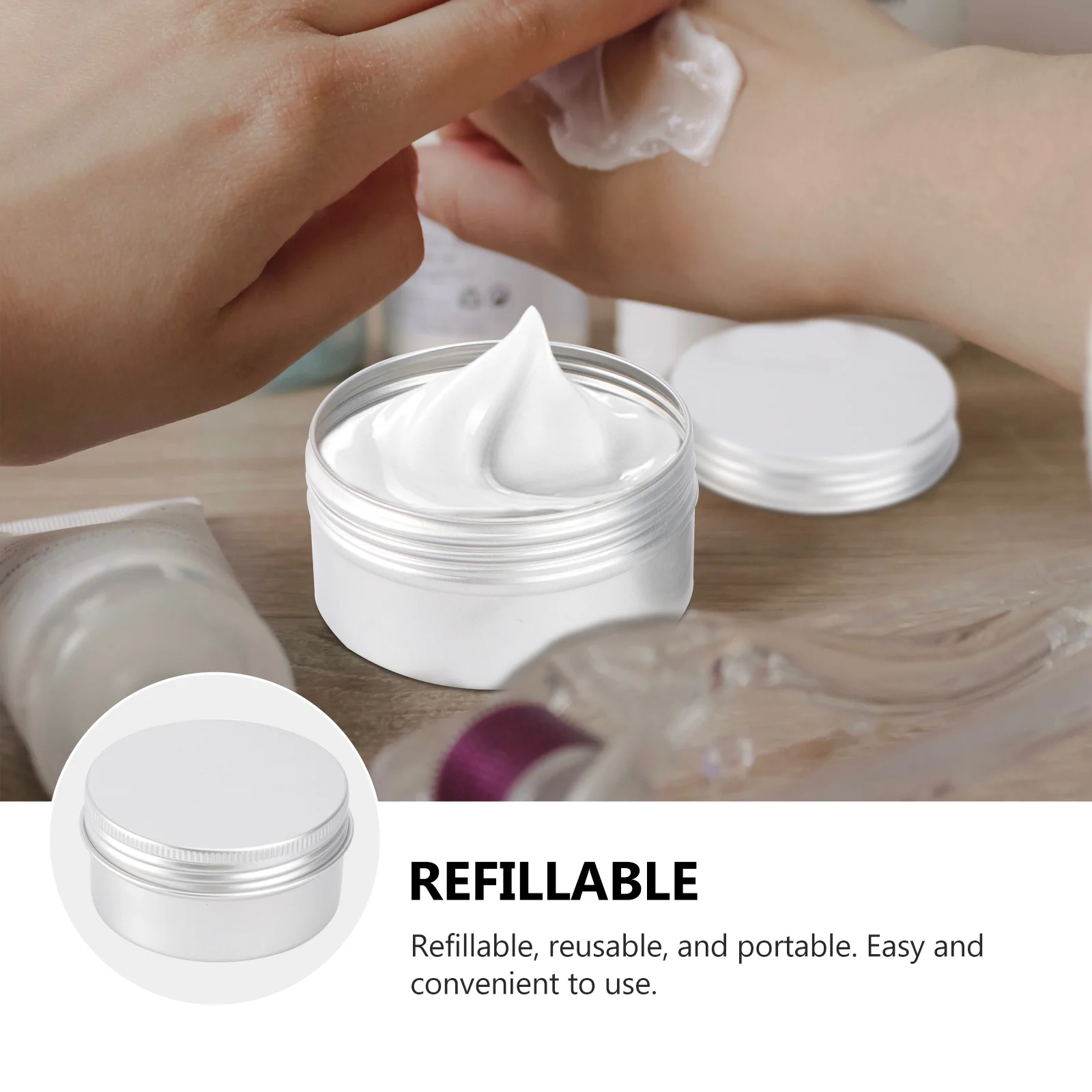 10 قطعة 80 مللي صناديق ألومنيوم فارغة تخزين دائم مانعة للتسرب كريم صغير الجرار قابلة لإعادة الاستخدام حاويات السفر #6