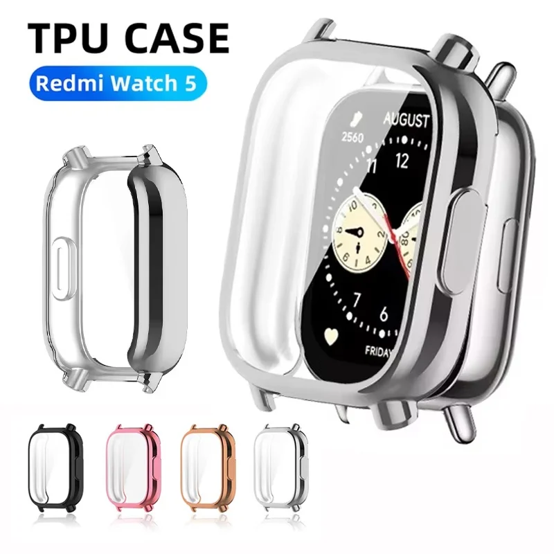 Capa Protetora de TPU para Redmi Watch 5, Protetor de Tela e Bumper para Xiaomi Redmi Watch 5 Lite/Active, Acessórios