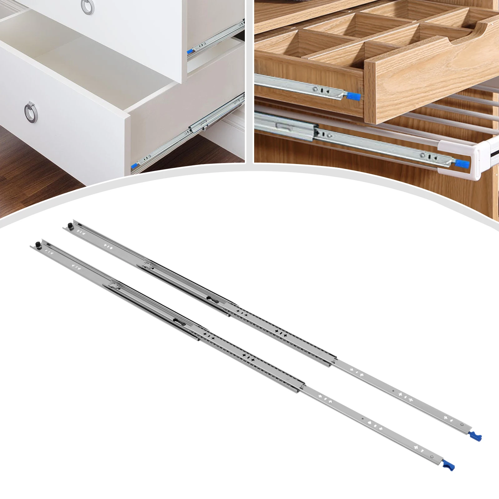 

32" Heavy Duty Locking Drawer Slides, 1 Pair Side Mount Slides with Lock Suitable for Industrial Drawers, Safety Drawers