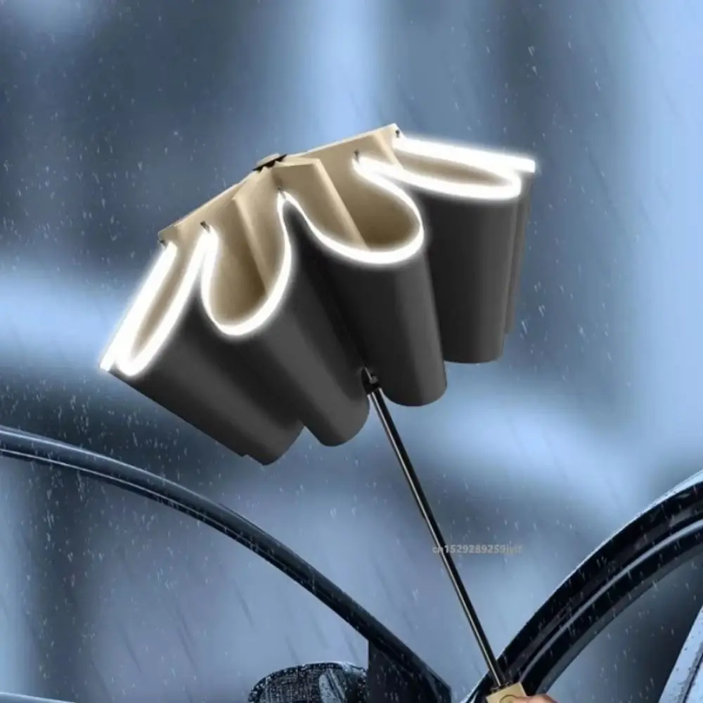 32 العظام التلقائي مظلة المطر حماية من الأشعة فوق البنفسجية مع حلقة مشبك عكس مظلة قابلة للطي خمر المظلة المحمولة المرأة #2