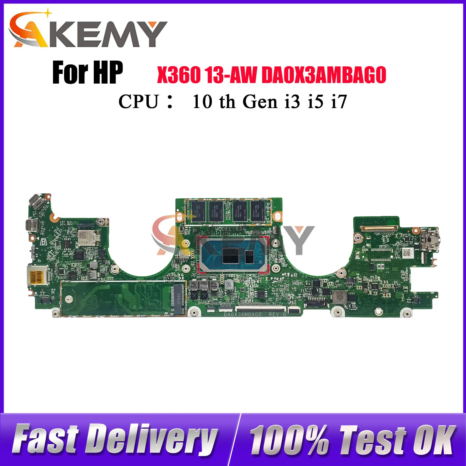 

DA0X3AMBAG0 Laptop Motherboard For HP Spectre X360 13-AW With i5 i7 10th Gen CPU 8GB 16GB RAM M03271-601 L71985-601