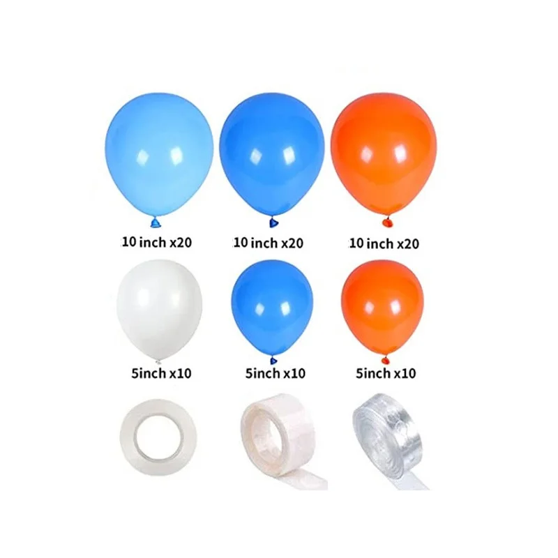 93 قطعة طقم القوس الأزرق بالون جارلاند الأبيض البرتقالي بالون مجموعة ديكور الطفل المعمودية دش عيد ميلاد الزفاف البكالوريوس حفلة الديكور #5