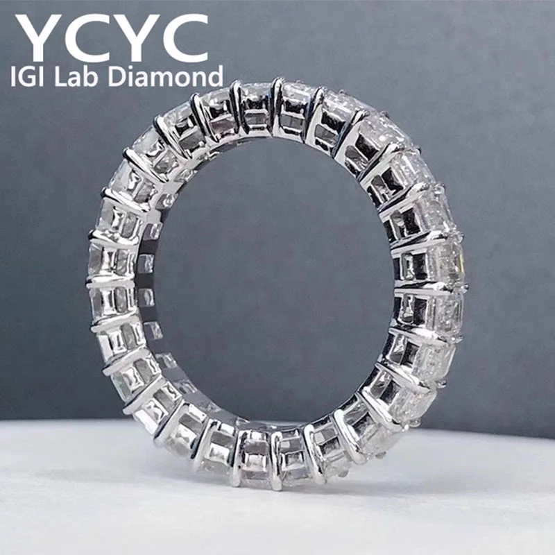 

Кольцо с бриллиантом, выращенное в лаборатории, твердое белое золото 14 карат, изумрудная огранка, бриллиант CVD HPHT DEF VS каждый обручальное кольцо 0,2 карата -0,5 карата ﻿ вечная группа