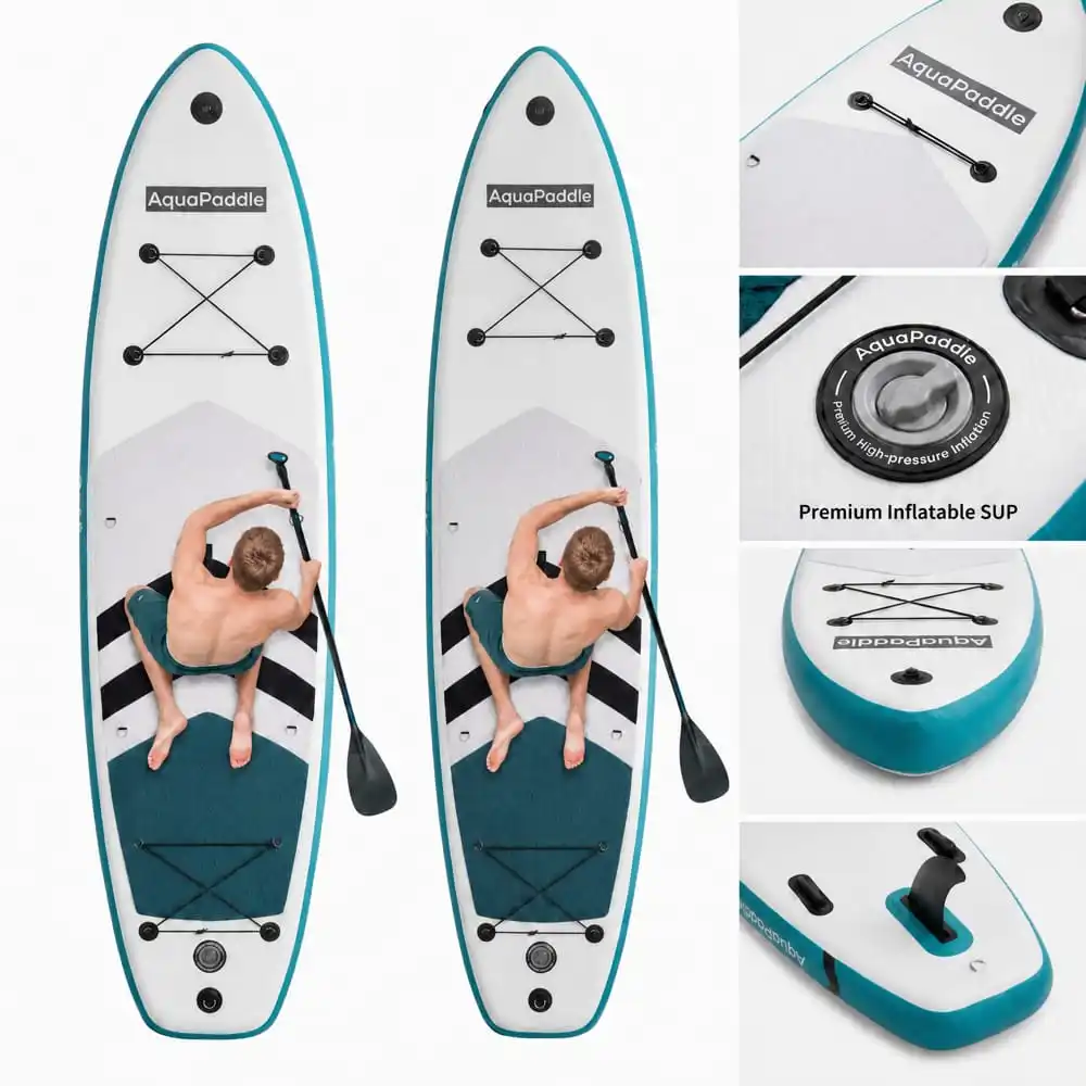 Inflatable SUP Board, Drop Stitch PVC Surfboard, Non-Slip EVA Deck, with Paddle Pump Backpack, for Lake Ocean River Water Sports