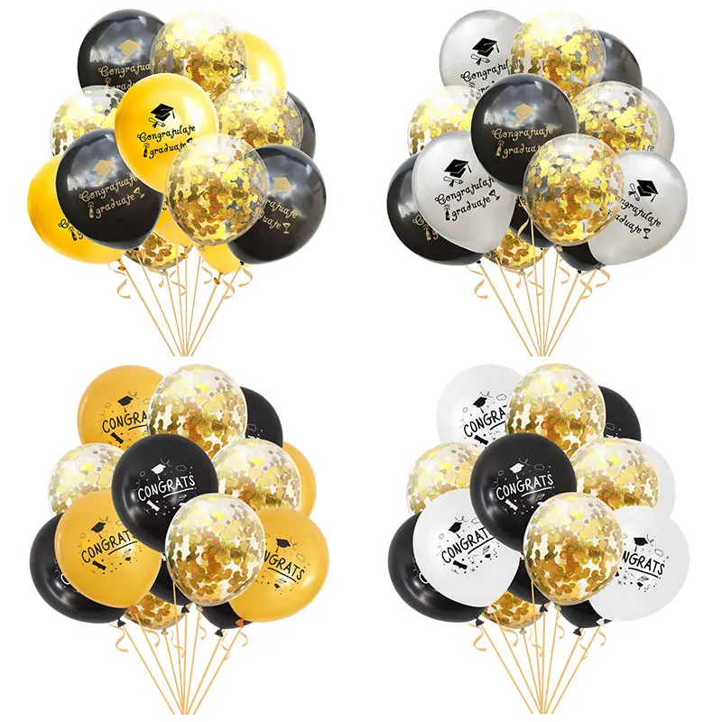 12inch Golden Graduation Balloons Congratulations Graduation Decoration Kids Gift Confetti Latex Balloon Grad Party Supplies