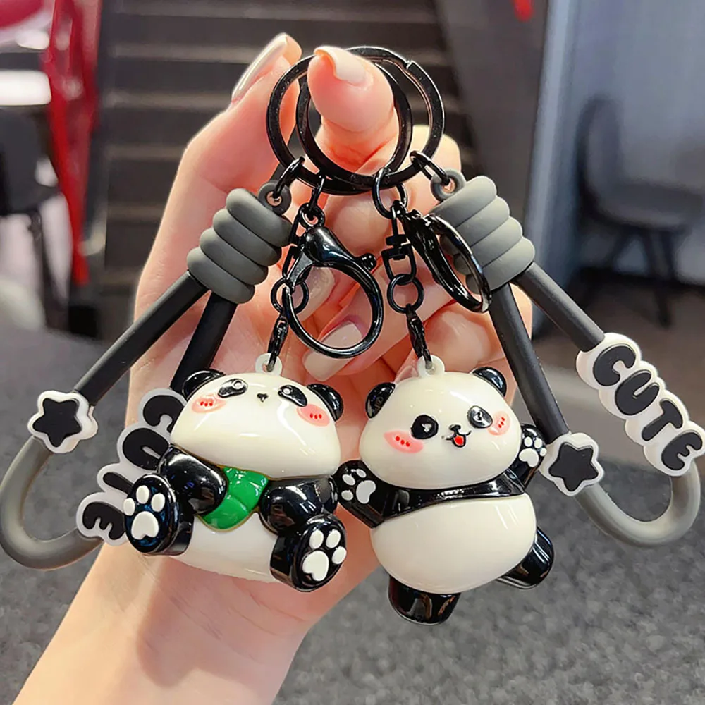 Panda Keyring Colorful Panda Pendant Pvc Panda Doll Cute For Schoolbag Pendant Car Keyring Small Gift
