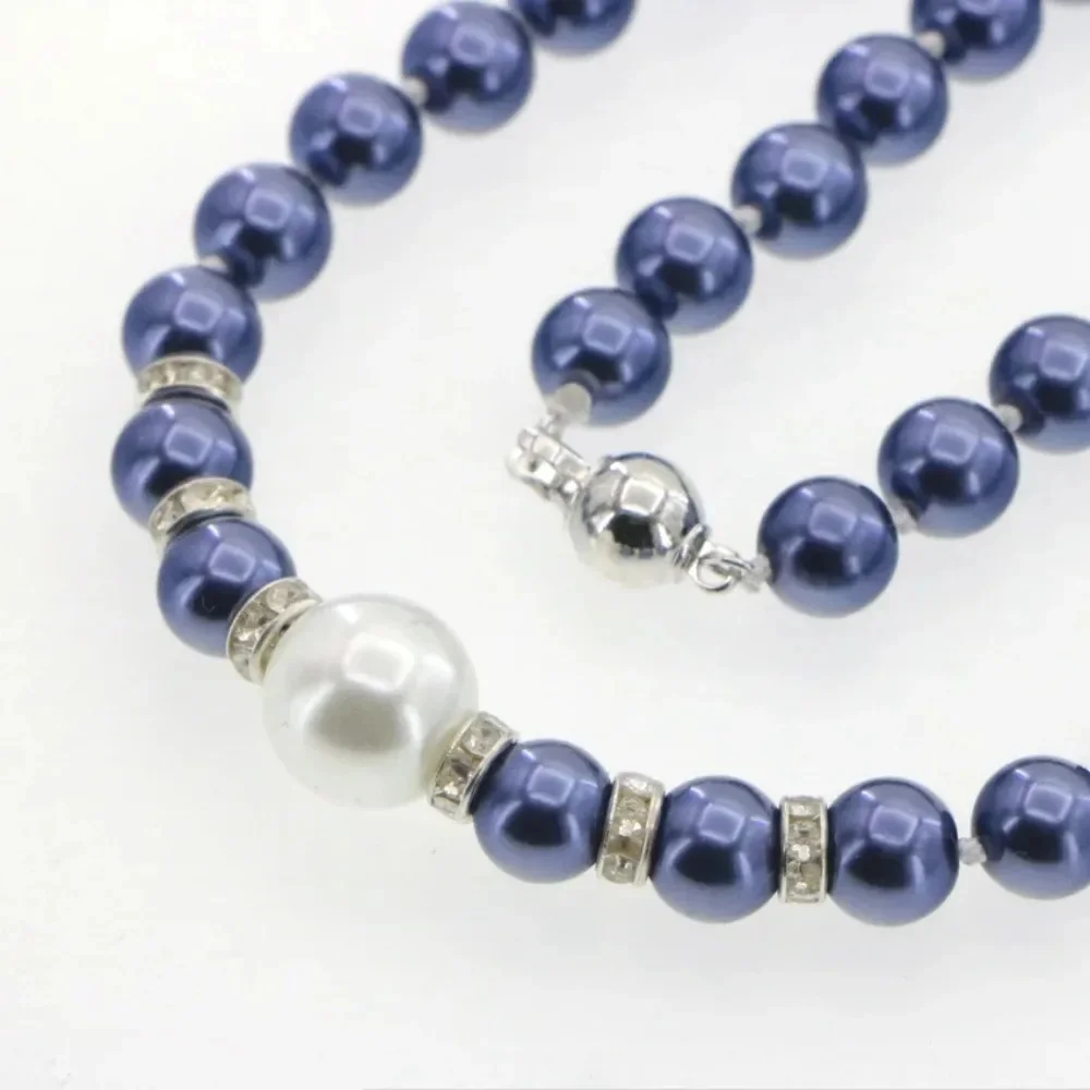 New Hot Fashion 8-12mm Blue Shell Pearl Necklace Earring Set Women and Girl Gift Jewelry Making Design Wholesale Price 18\