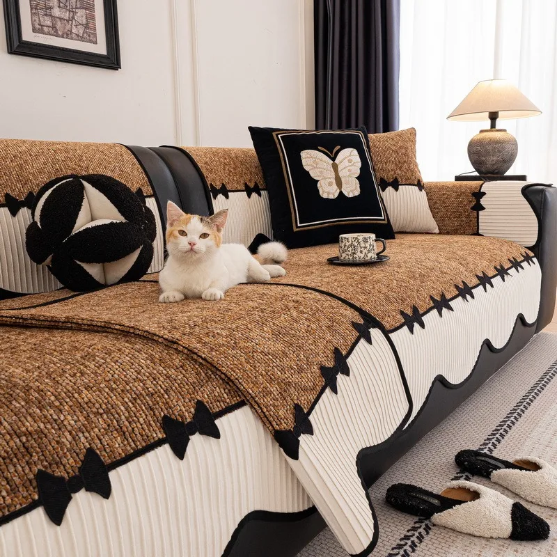 

Необычный чехол для дивана из скандинавской синели, моющийся пыленепроницаемый чехол для дивана L, нескользящий коврик для дивана, приятный для домашних животных, коврик для гостиной quattro파 매트