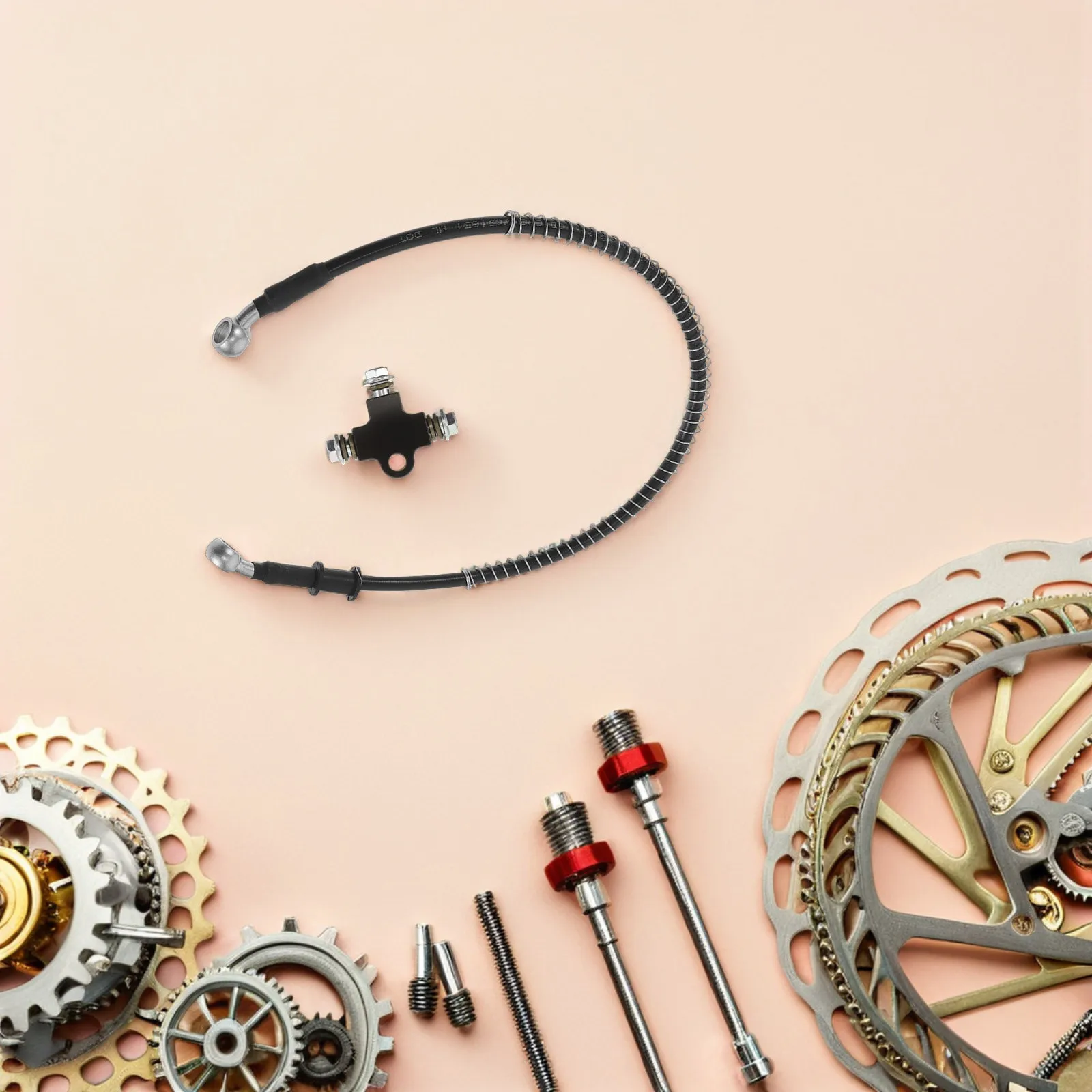 

1Set Motorcycle Brake Hose Kit Black Three Way Tee Connector 3x55cm Braided Hydraulic Brake Lines for Motorcycles Scooters Dirt