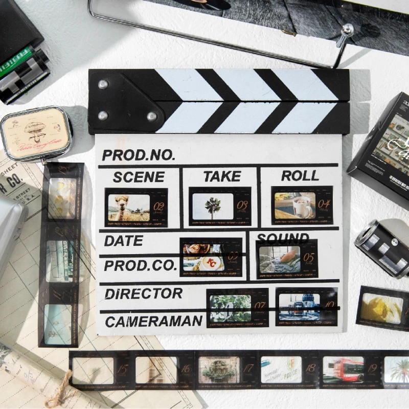 365pcs Camera One Day Series Retro Ins PET Date Label Stickers Creative Collage DIY Scrapbook Handmade Planner Supplies