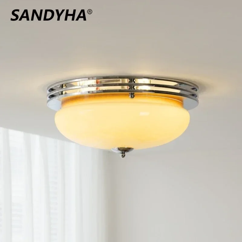 

SANDYHA Modern Ring Ceiling Lights Glass Lampshade Led Lamp for Living Room Bedroom Decoration Dining Table Lighting Fixtures