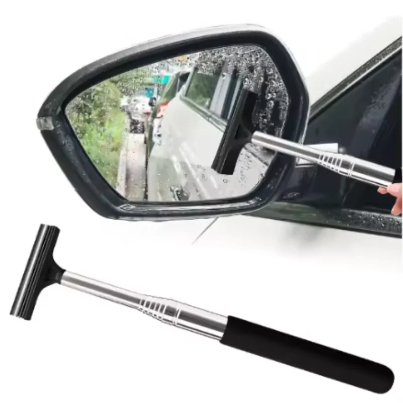 Novo Limpador Telescópico de Espelho Retrovisor Automotivo com Cabo Macio, Escova Desembaçadora para Limpeza de Vidros Automotivos, Acessório Essencial para Carro