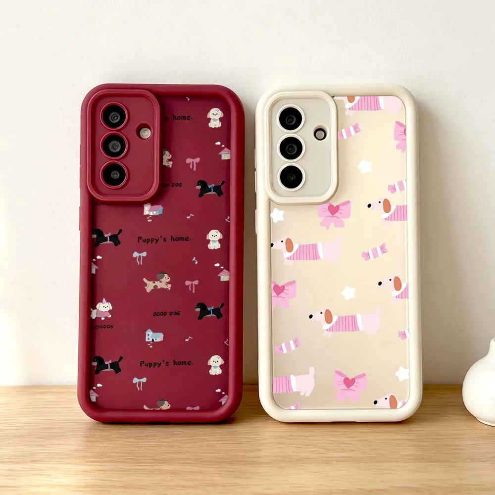 Cartoon Puppy Home Pattern For Samsung Galaxy A73 A72 A71 A56 A55 A35 A25 A54 A53 A52 A51 A32 Eye Ladder Phone Case Gift