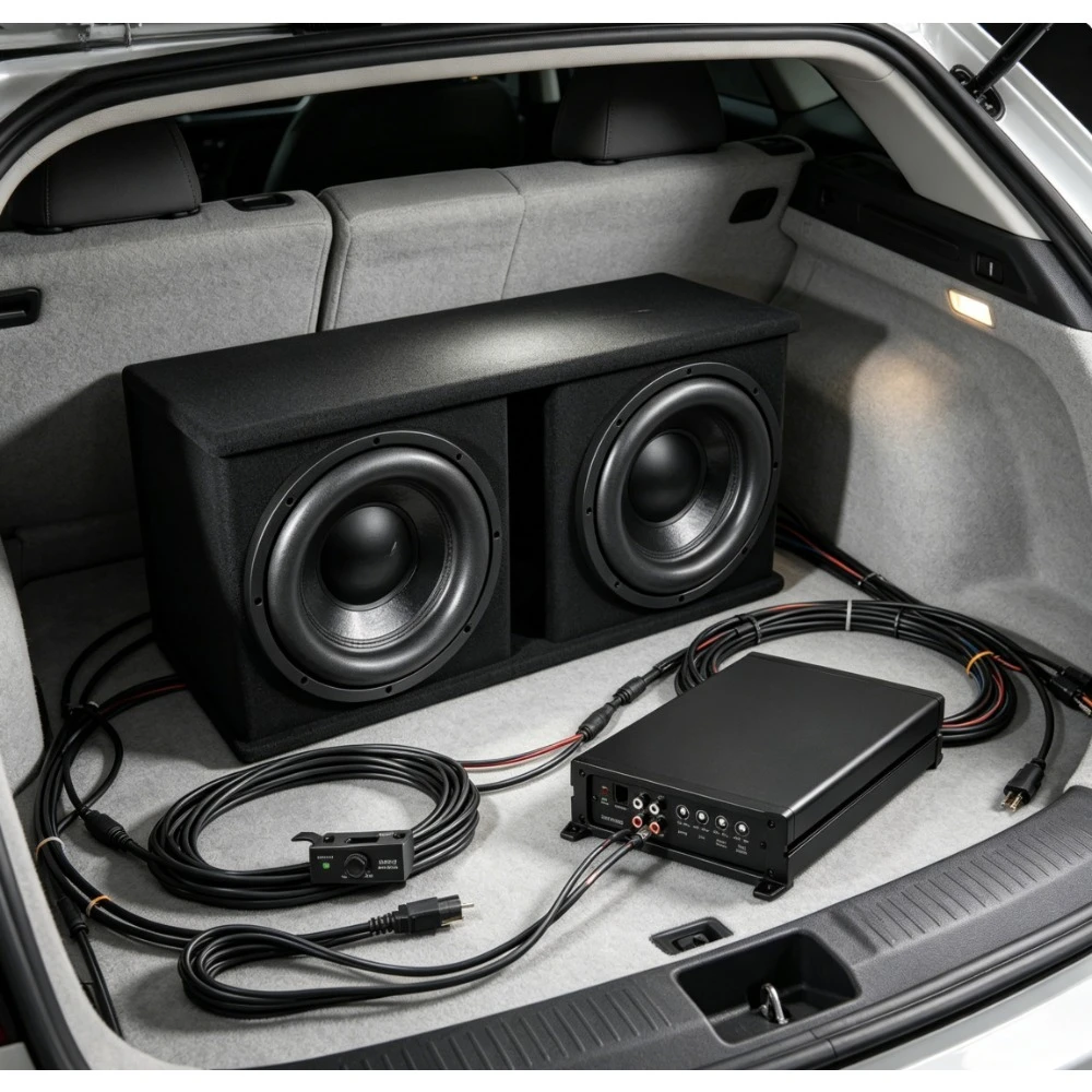 Store Best-Sellers Dual 12 Inch 1000W Ported Subwoofer Box with Monoblock Amplifier and Bass Remote