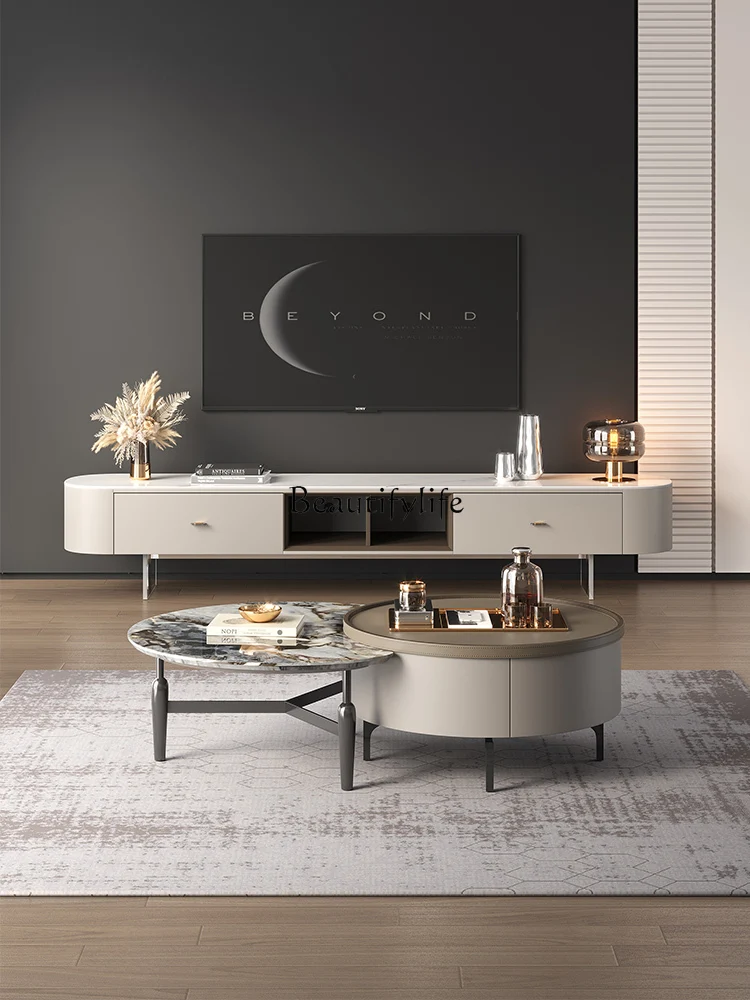 

01TV cabinet modern simple living room household Italian minimalist suspended acrylic