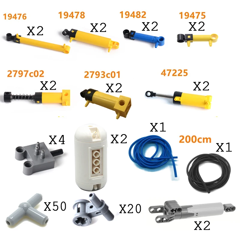 Technical Parts DIY Pneumatic Kit With Air Pump Push Rod Switch Piston Air Pipe Pneumatic Pump MOC Blocks Bricks 47225 19476