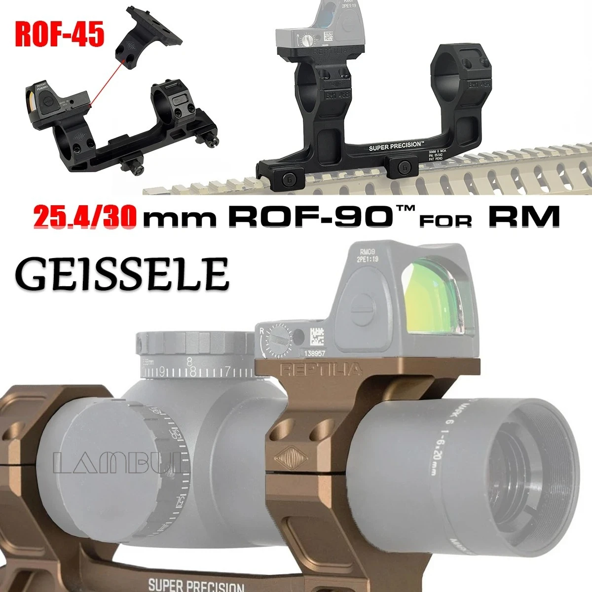 GEISSELE 25.4/30mm Ring Optic Scope Mount ROF-90/45 RM Red Dot Sight Raiser Mount For GEISSELE SUPER PRECISION Scope
