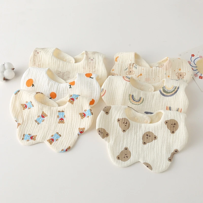 Multi-Pattern-Design Newborn Bibs Absorbent Baby Feeding Teething Bibs Cotton