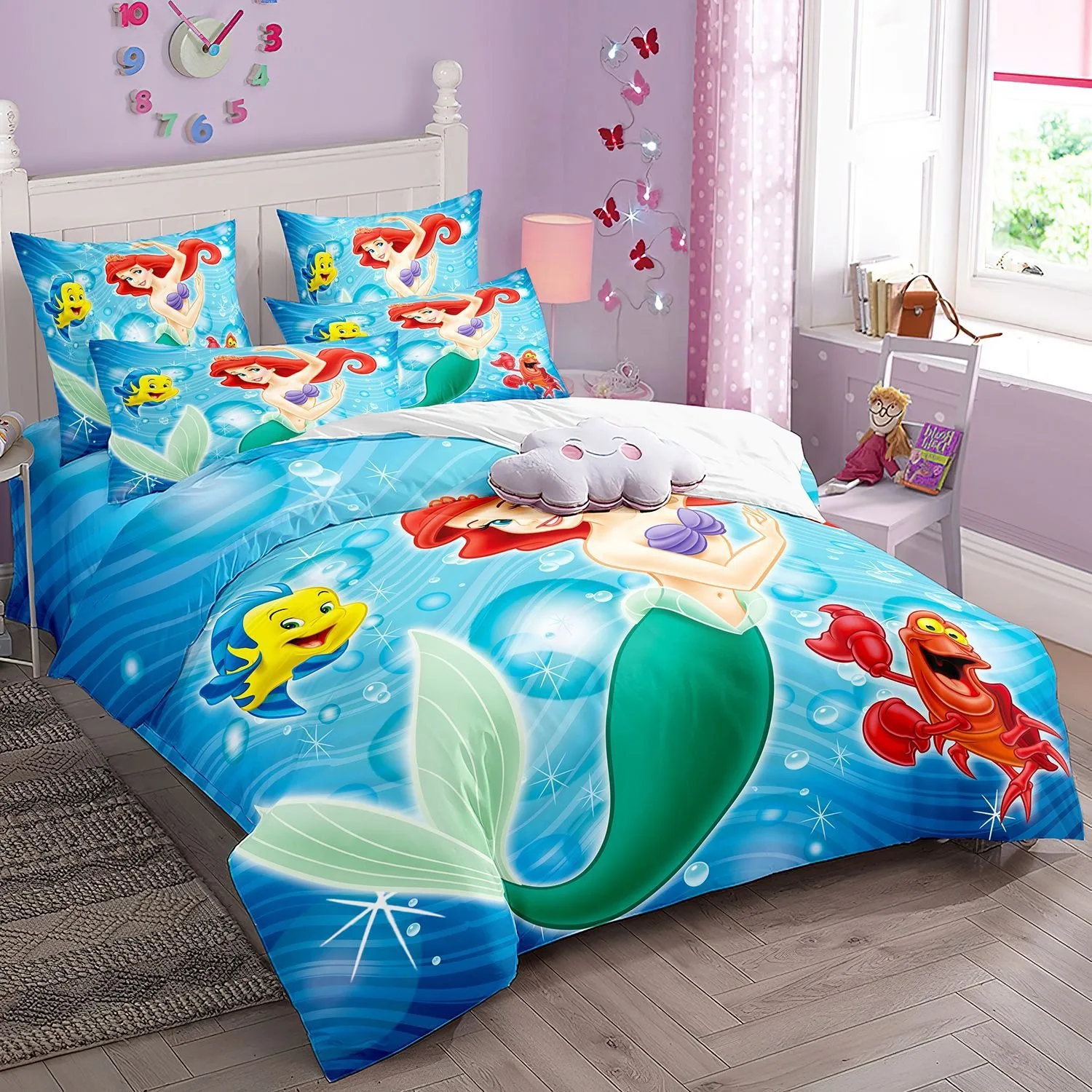 The Little Mermaid Bedding Set,Mermaid Princess Bedding Set,Disney Ariel Princess Duvet Cover for Boy Girl Bedroom Decoration